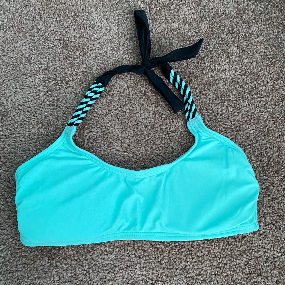 Teal and black swimsuit top